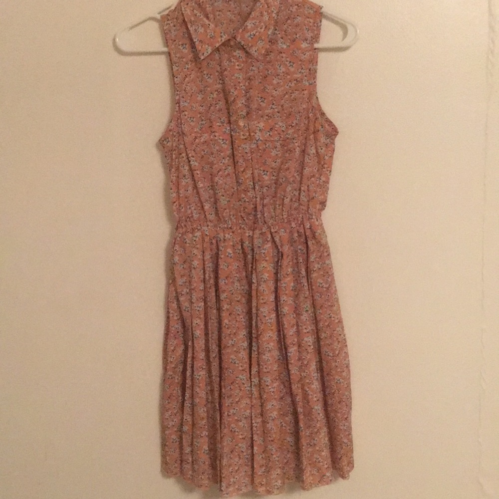 Orange floral button up dress